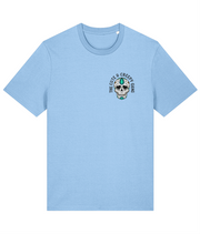Cute Creepy Gang | Dead Cute Sugar Skull Ditsy Daisy | Front & Back Print Blue T-shirt