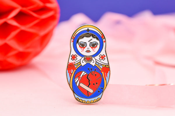 Sorta Love Sick - Bloody cute and creepy nurse doll hard enamel pin