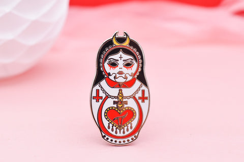 (S)aint Psycho - Cute and Creepy Demon Choir Girl Doll Hard Enamel Pin