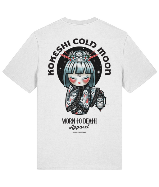 Kokeshi ColdMoon T-shirt | Front & Back Print White T-shirt