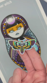 Lunar Witch 3rd Eye Open Crystal Ball glitter sticker
