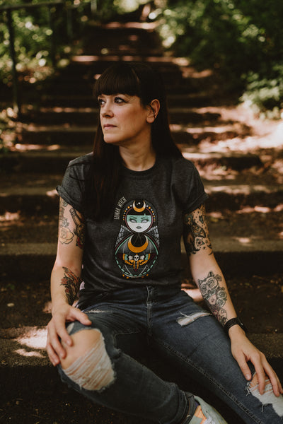 Vickilicious Designs | LUNAR WITCH Cute & Creepy Doll Tattoo T-shirt