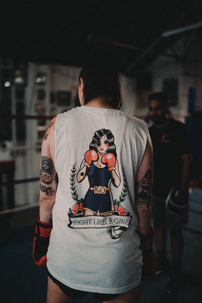 FIGHT LIKE A GIRL Boxing Girl Tattoo Muscle Tank