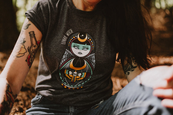Vickilicious Designs | LUNAR WITCH Cute & Creepy Doll Tattoo T-shirt