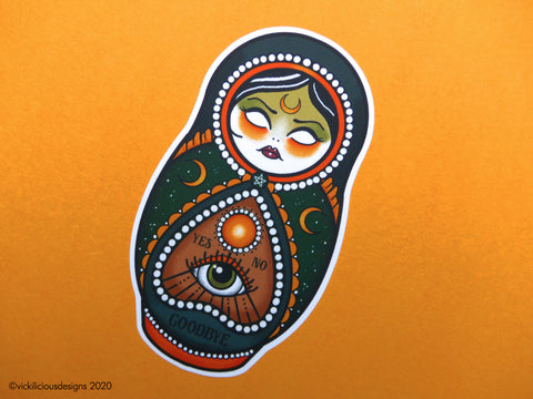 Vickilicious Designs | Basic Witch - Magical Cute & Creepy Doll Tattoo Sticker