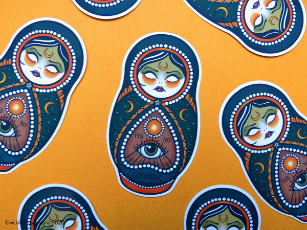 Vickilicious Designs | Basic Witch - Magical Cute & Creepy Doll Tattoo Sticker