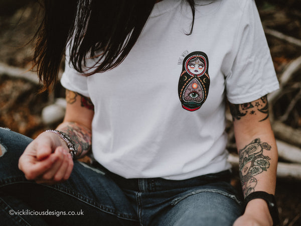 Vickilicious Designs | Basic Witch - Cute & Creepy Doll Tattoo T-shirt