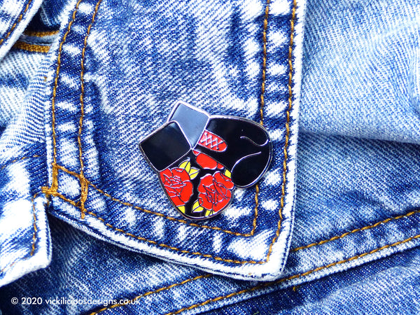 BORN TO FIGHT Rose Boxing Glove Hard Enamel Pin