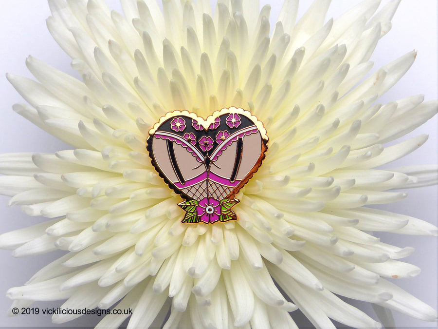 heart booty hard enamel pin 