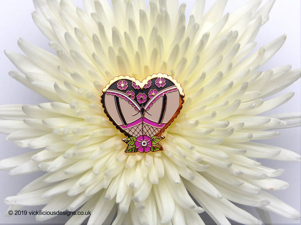 heart booty hard enamel pin 