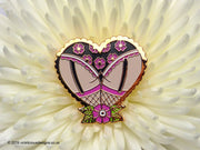 heart booty hard enamel pin 