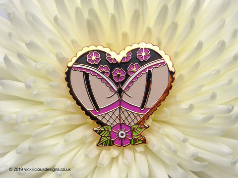 heart booty hard enamel pin 