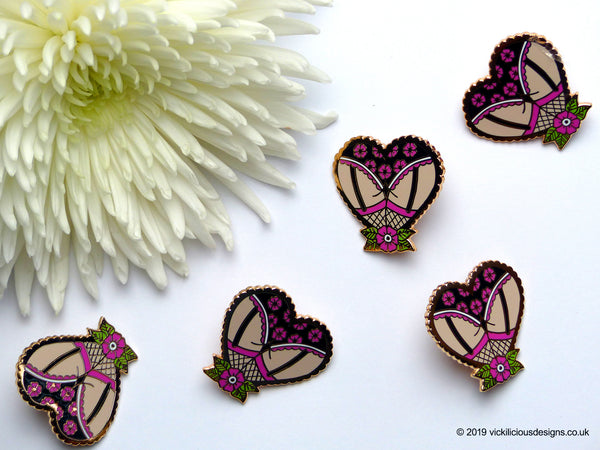 heart booty hard enamel pin 