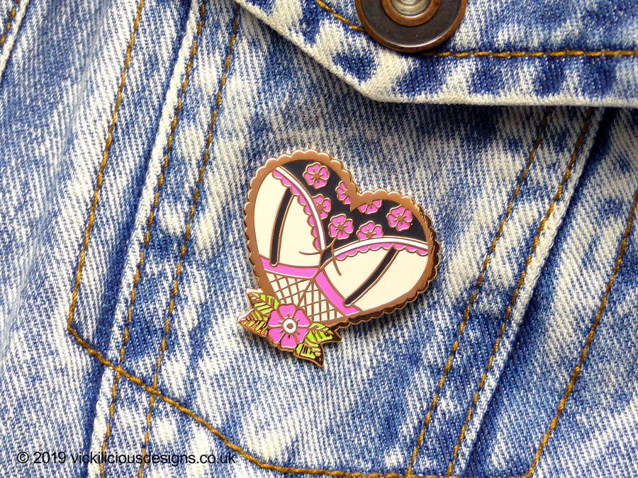heart booty hard enamel pin 
