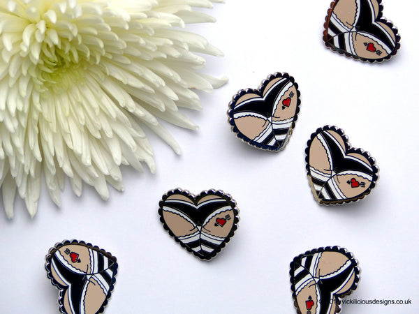 Cheeky Punk Girl Booty Heart Tattoo Hard Enamel Pin
