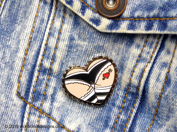 Cheeky Punk Girl Booty Heart Tattoo Hard Enamel Pin