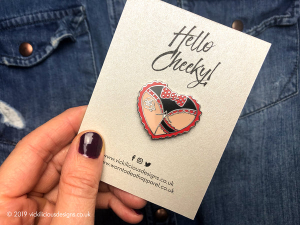 Cheeky Spotty Bow Booty Heart Tattoo Hard Enamel Pin