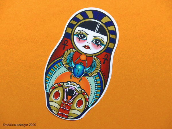 Vickilicious Designs | Cute & Cursed - Egyptian Russian Doll Tattoo Sticker