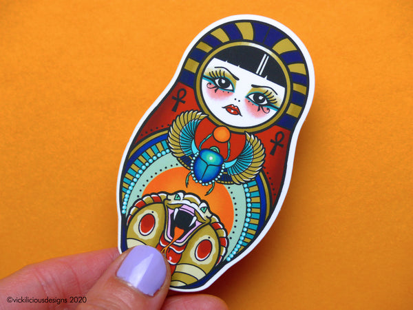 Vickilicious Designs | Cute & Cursed - Egyptian Russian Doll Tattoo Sticker