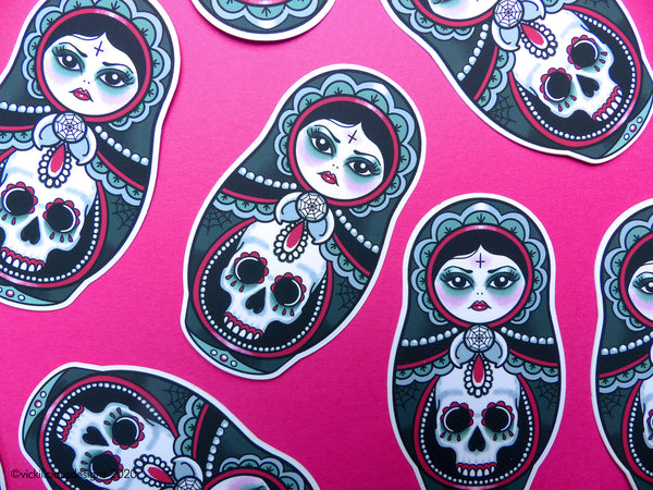 Vickilicious Designs | Cute as Hell - Goth Girl Cute & Creepy Doll Tattoo Sticker