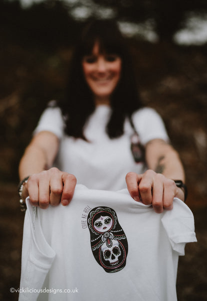 Vickilicious Designs | Cute as Hell - Goth Girl Cute & Creepy Doll Tattoo T-shirt