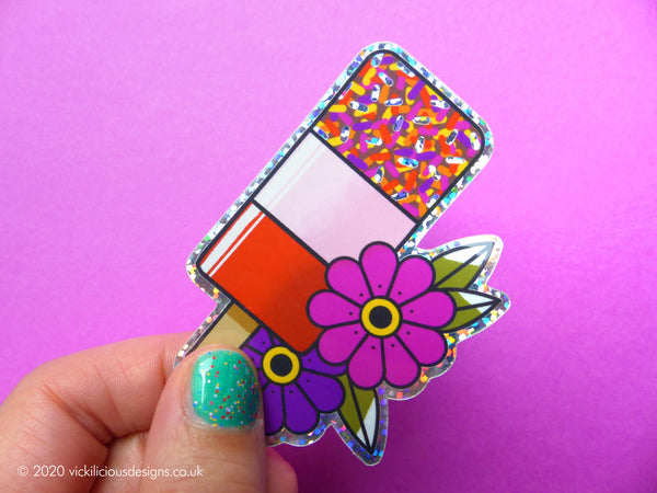 80s Fab Ice Lolly Tattoo Glitter Sticker