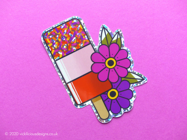 80s Fab Ice Lolly Tattoo Glitter Sticker