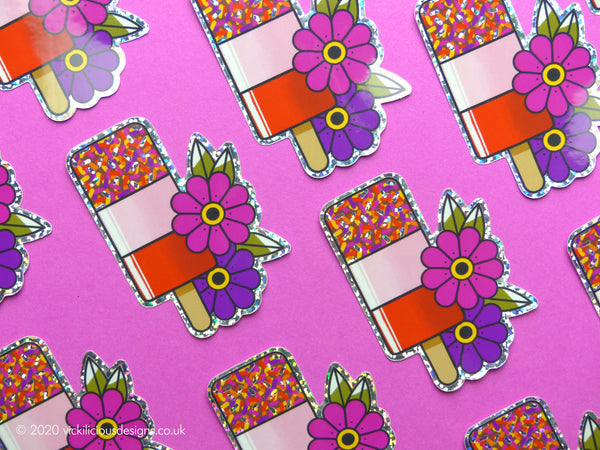 80s Fab Ice Lolly Tattoo Glitter Sticker