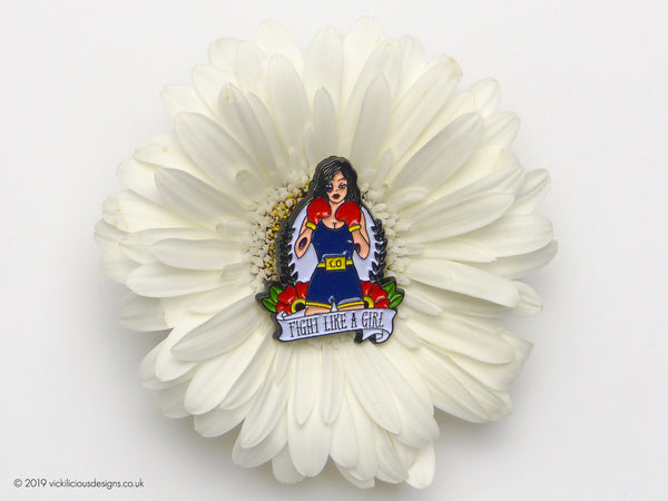 FIGHT LIKE A GIRL Female Boxer Tattoo Soft Enamel Pin
