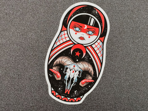 Vickilicious Designs | Witch from Hell - Baphomet Cute & Creepy Doll Tattoo Sticker