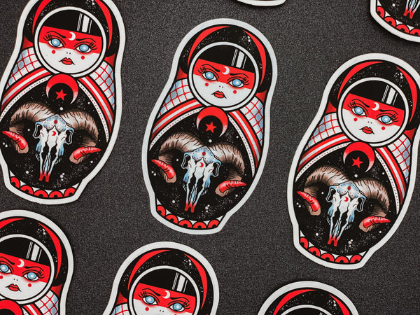 Vickilicious Designs | Witch from Hell - Baphomet Cute & Creepy Doll Tattoo Sticker