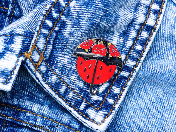 NO RAIN, NO FLOWERS Umbrella Tattoo Hard Enamel Pin
