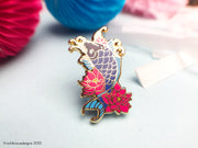 Japanese Koi Carp & Lotus Flower Hard Enamel Pin