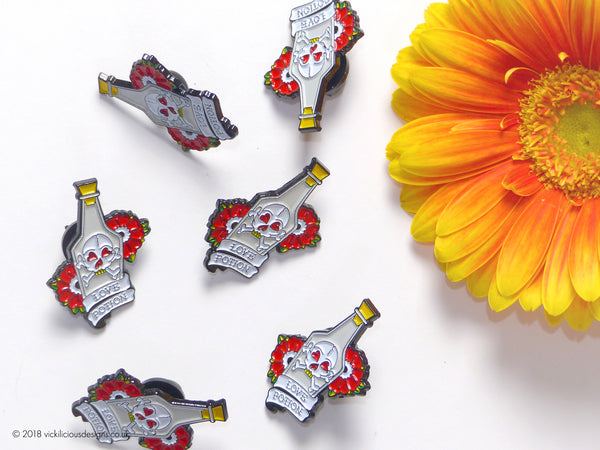 Love Potion & Skull Tattoo Soft Enamel Pin collection