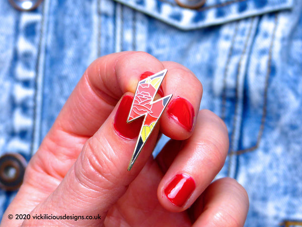 LOVE-STRUCK Lightning Bolt Hard Enamel Pin Gold Finish