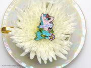 SAILORS RUIN Mermaid Pinup Girl Tattoo Soft Enamel Pin in tea cup