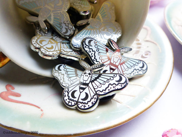 Dreamy Moon Moth Hard Enamel Pin