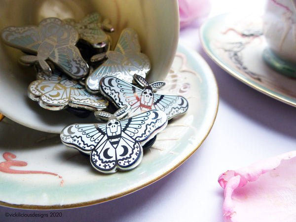 Dreamy Moon Moth Hard Enamel Pin
