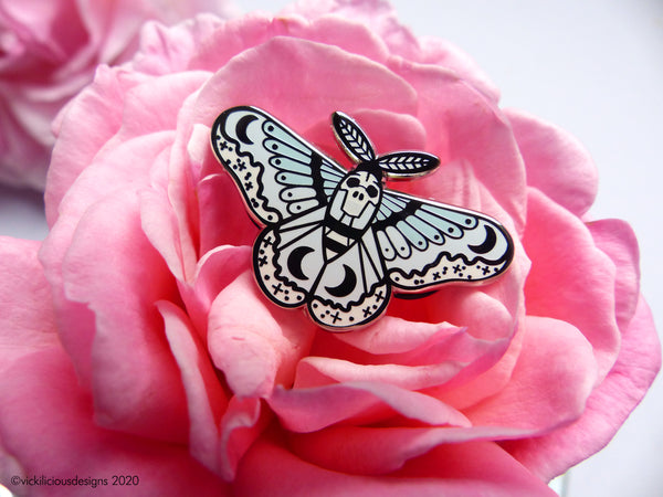 Dreamy Moon Moth Hard Enamel Pin