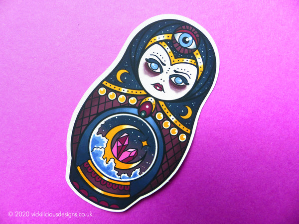 Vickilicious Designs | Psychic Witch - Mystic Cute & Creepy Doll Tattoo Sticker