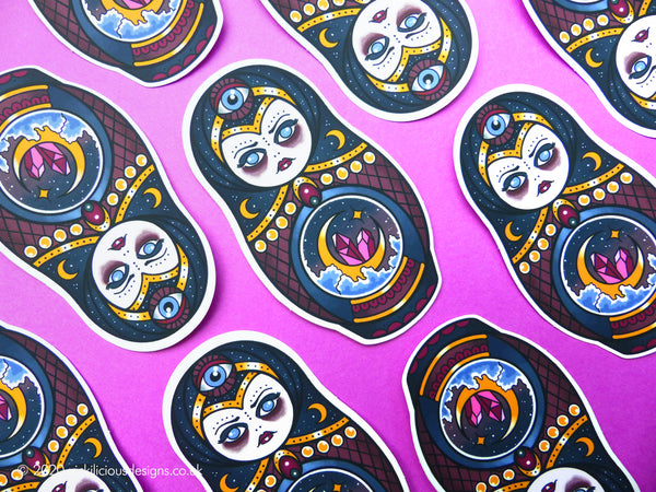 Vickilicious Designs | Psychic Witch - Mystic Cute & Creepy Doll Tattoo Sticker