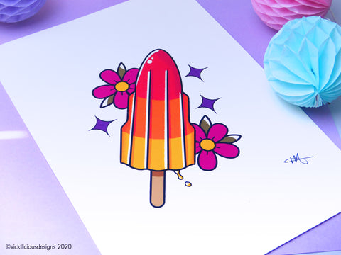 80s Rocket Ice Lolly Tattoo Print