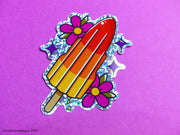 80s Rocket Lolly Tattoo Print Glitter Sticker