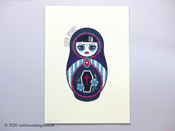 Vickilicious Designs | Sorta Spooky - Vampire Cute & Creepy Doll Tattoo Print
