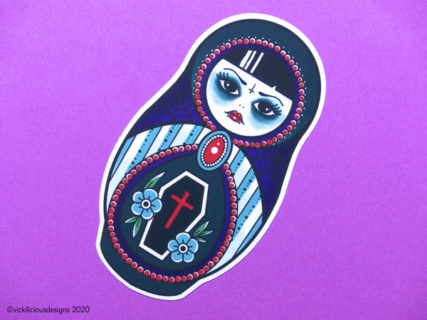 SORTA SPOOKY Vampire Russian Doll Tattoo Sticker