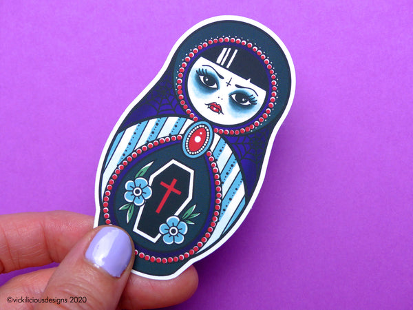 SORTA SPOOKY Vampire Russian Doll Tattoo Sticker