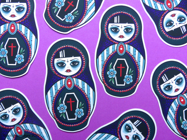 SORTA SPOOKY Vampire Russian Doll Tattoo Sticker
