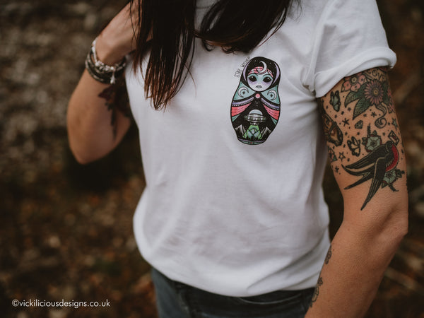 Vickilicious Designs | Stay Weird - Alien Cute & Creepy Doll Tattoo T-shirt