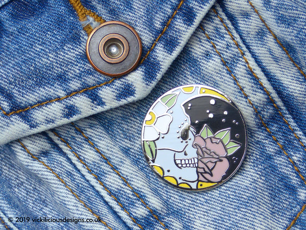 Sugar Skull Moon Hard Enamel Pin
