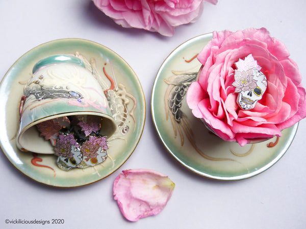 Sugar Skull & Lotus Flower Dreams Hard Enamel Pin